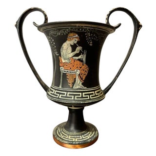 Ancient Greek Style Hand Painted Kantharos, Drinking Cup With High Handles For Sale