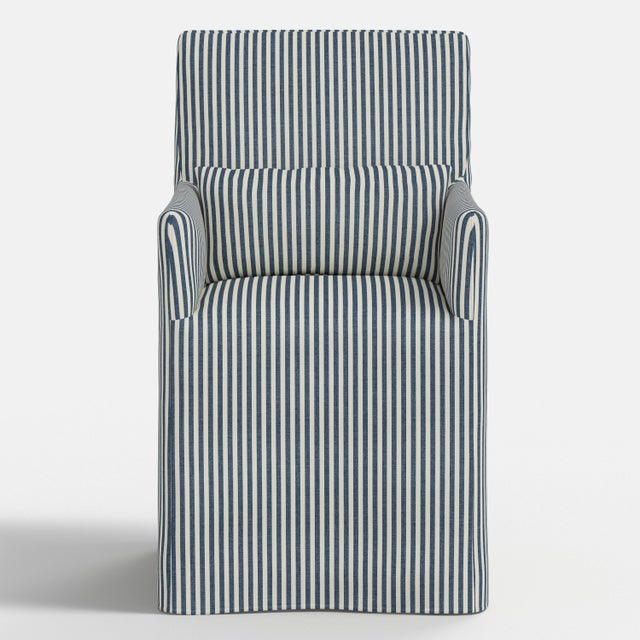 Not Yet Made - Made To Order Stoffer Home x Cloth & Company Lindy Slipcover Dining Armchair in Jane Stripe Denim For Sale - Image 5 of 8