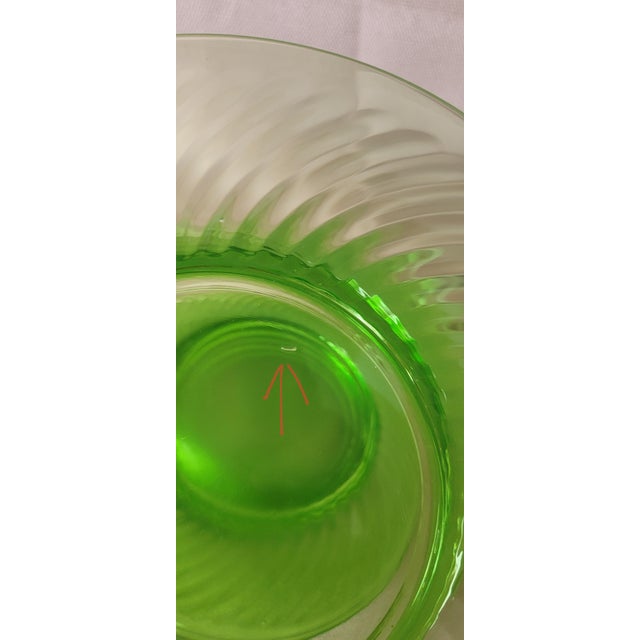 Transparent Green Uranium Glass Salad Plates Set of 6 Early 20th Century For Sale - Image 6 of 18