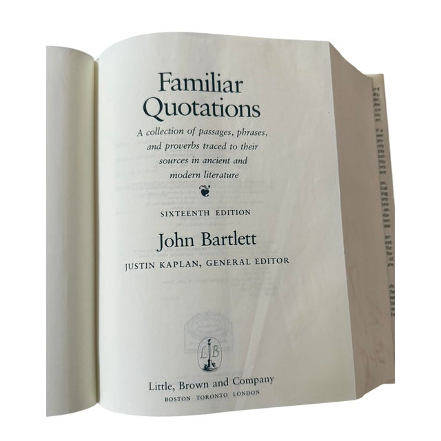 Bartlett’s Familiar Quotations 16th Edition 1992 John Bartlett Little Brown Usa For Sale In Washington DC - Image 6 of 12