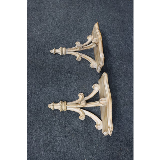 Late 20th Century Pair of Italian White-Washed Pine Wall Shelves For Sale - Image 4 of 9
