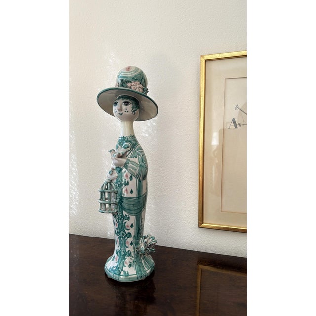 Bjorn Wiinblad Hand-Painted Ceramic Figure from The Four Seasons, Summer M20, signed in 1991. Rare Green female figure by...