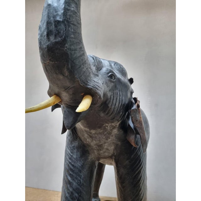 Omersa Leather Elephant with Glass Eyes from Liberty's London, 1930s For Sale - Image 9 of 18