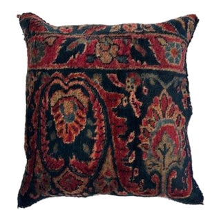 Pillow W/ Antique Persian Rug Fragment, 18" X 18" For Sale