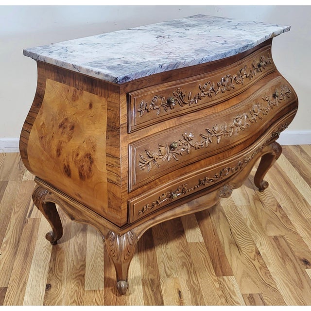 Fresh from New York City estate, we have a pleasure to offer you this gorgeous Antique Carved Walnut French Country Marble...