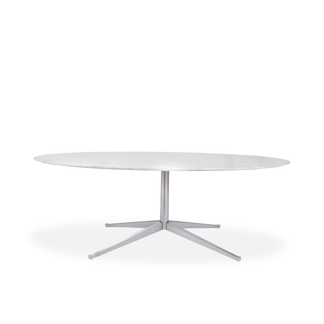 Mid-Century Modern Florence Knoll Oval Carrara Marble Top Dining Table For Sale - Image 3 of 8