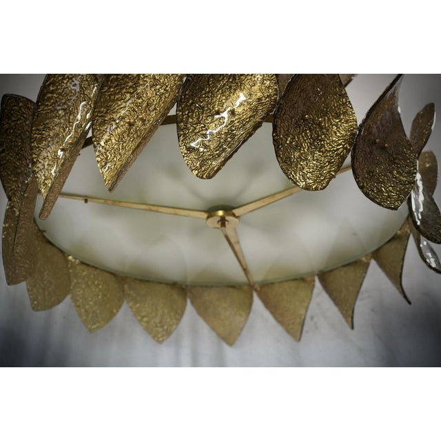 Mid-Century Modern Mid-Century Chandelier and Pendant in Murano Round Gold Art Glass and Brass For Sale - Image 3 of 10