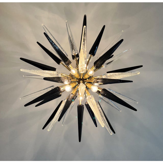 Murano Murano Style Transparent and Black Glass Sputnik Chandelier, 51 Glasses For Sale - Image 4 of 9