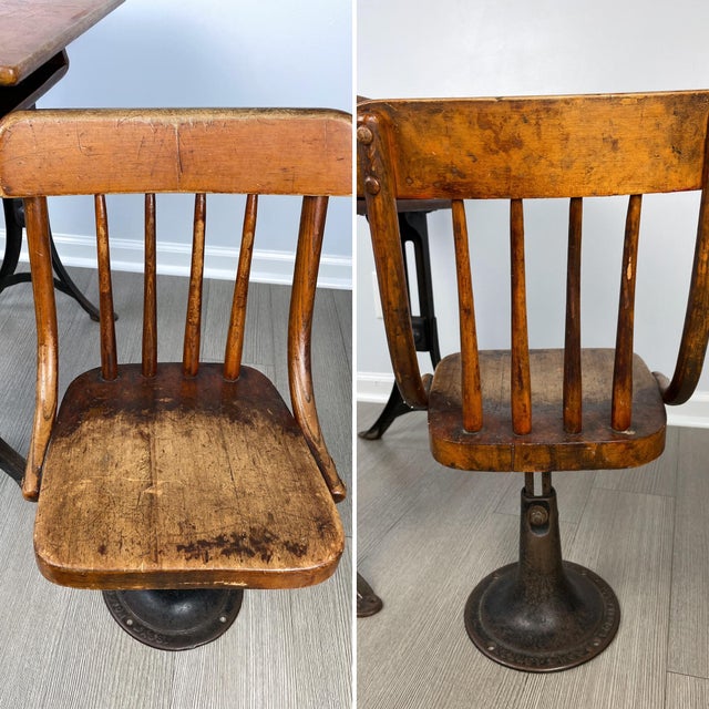 Vintage Heywood Wakefield Eclipse Wood & Cast Iron School Desk and