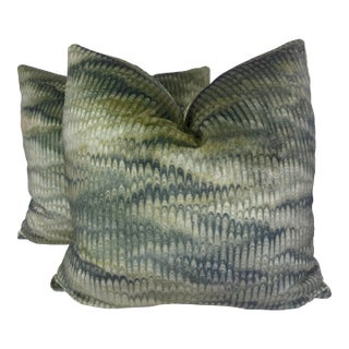 Kravet Couture "Boscage Velvet" in Emerald 22" Pillows-a Pair For Sale