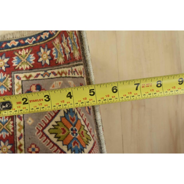 Kazak Runner 1’11” X 5’8” Gray Wool Tribal Hand-Knotted Oriental Rug For Sale - Image 9 of 11