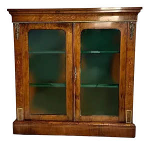 Antique Victorian Walnut Inlaid Pier Cabinet, 1860