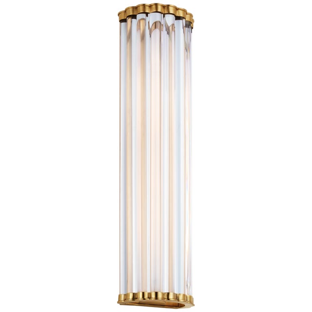 Chapman & Myers for Visual Comfort Signature Kean 21" Sconce in Antique-Burnished Brass with Clear Glass Rods For Sale