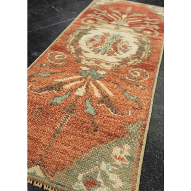 Textile Turkish Mini Rug Oriental Hand Knotted Vintage Rug 1'3" x 3' #21238 For Sale - Image 7 of 8