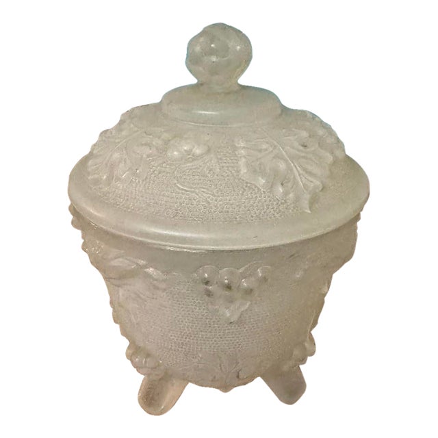 Vintage Portieux Vallerysthal p.v. France Grapes/Leaves Covered Candy Dish For Sale