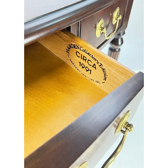 Harden Furniture Vintage Harden Furniture "Circa 1991" Collector's Edition Cherry Bowfront Console / Writing Desk For Sale - Image 4 of 16
