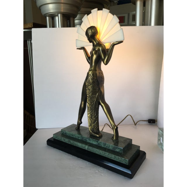 1980s Art Deco Style Egyptian Lamp W/ Marble Base For Sale In Los Angeles - Image 6 of 10
