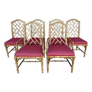 Chinoiserie Fretwork Style Dining Chairs by Century Furniture - Set of 6 For Sale