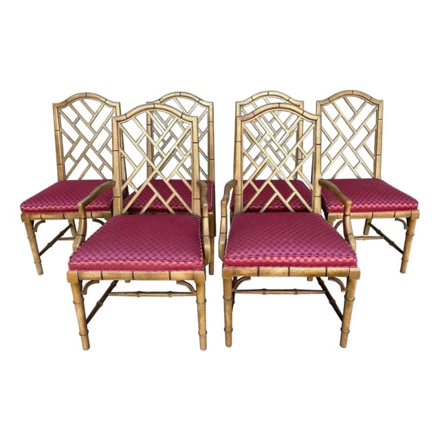 Chinoiserie Fretwork Style Dining Chairs by Century Furniture - Set of 6 For Sale