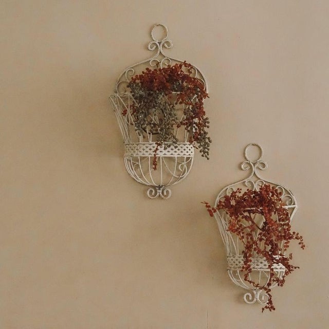 French Country White Wall-Mounted Hay Rack, Set of 2 For Sale - Image 11 of 12
