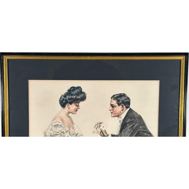 Antique Howard Chandler Christy a Winning Hand Framed Edwardian Society Art Print For Sale In Portland, ME - Image 6 of 12