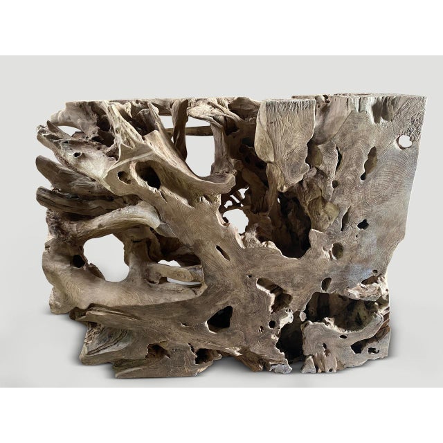 Contemporary Andrianna Shamaris Monumental Sculpture Teak Wood Console Art Piece or Screen For Sale - Image 3 of 6