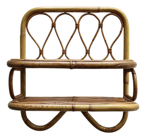 Hand-Crafted Rattan and Bamboo Wall Shelf, Italy, 1960s