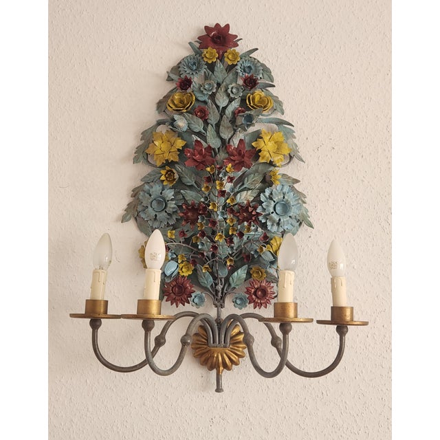 1980s Large Vintage Gild Wall Lamp from CIANI Firenze, Italy, 1960s, Set of 3 For Sale - Image 5 of 18