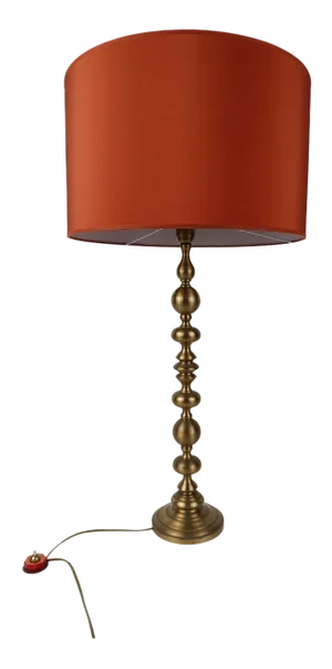 Tall Art Deco Bobbin Brass Candlestick Column Table Lamp, 1930s
