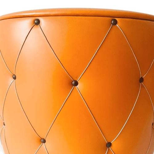 Vintage Pouf in Orange Faux Leather, 1960s For Sale - Image 3 of 9