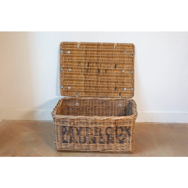 English 19th Century English Wicker Laundry Basket with Painted Labeling For Sale - Image 3 of 8