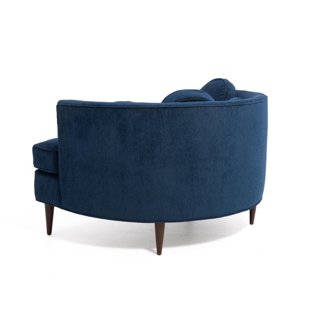Mid Century Half Moon Lounge Chair & Ottoman After Adrian Pearsall Satellite Havana Knoll Fabric For Sale - Image 9 of 18