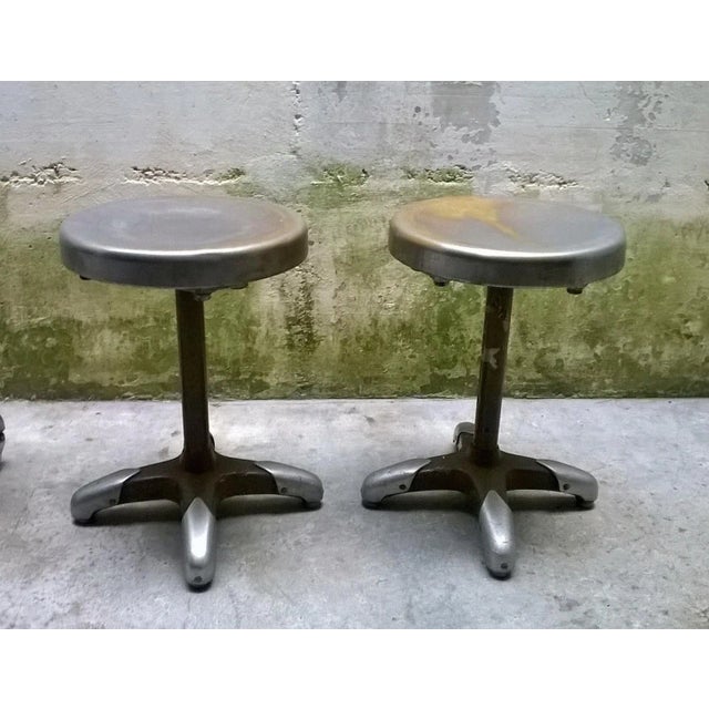 Industrial Set of Vintage Italian Industrial Metal Stools, 1930s For Sale - Image 3 of 5