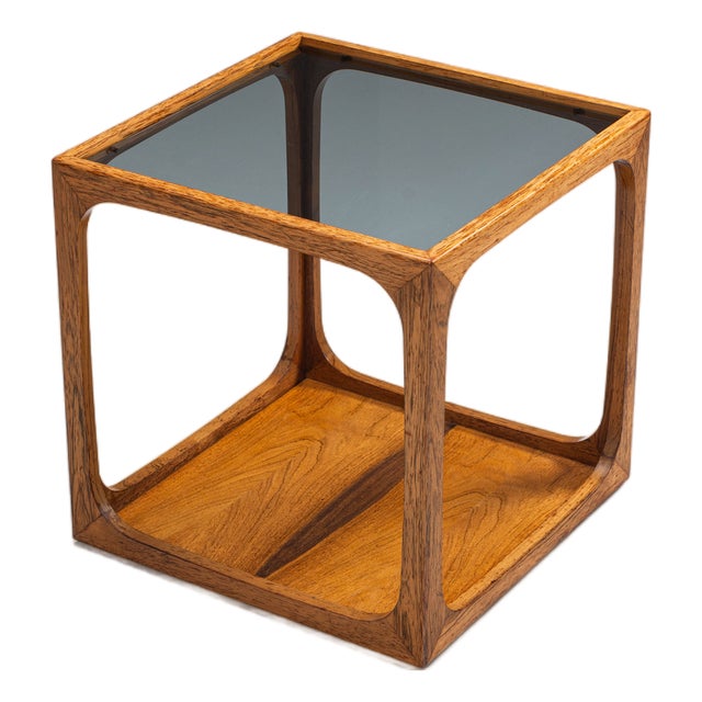 Side Table in Rosewood with Smoked Glass Top by Jacob Brink, 1960s For Sale