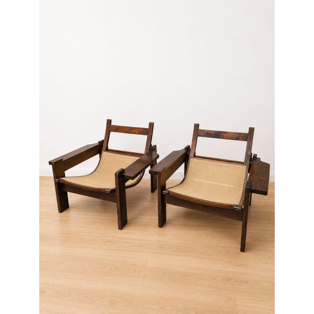 Vintage Oak and Orange Velvet Armchairs, 1979, Set of 2 For Sale - Image 4 of 8