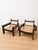 Vintage Oak and Orange Velvet Armchairs, 1979, Set of 2 For Sale - Image 4 of 8