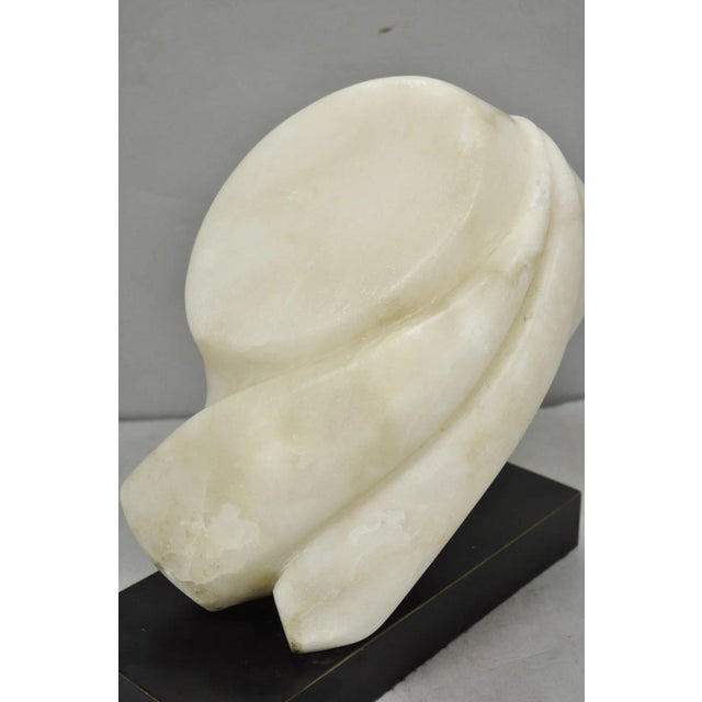 Late 20th Century Vintage Modernist Abstract Carved Alabaster Marble Female Bust Figure Sculpture For Sale - Image 5 of 18