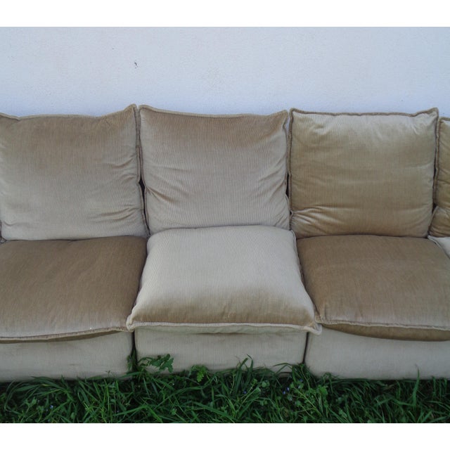 Sectional Sofa in Shaved Velvet with Down Padding and Walnut Feet, 1960s, Set of 6 For Sale - Image 5 of 18