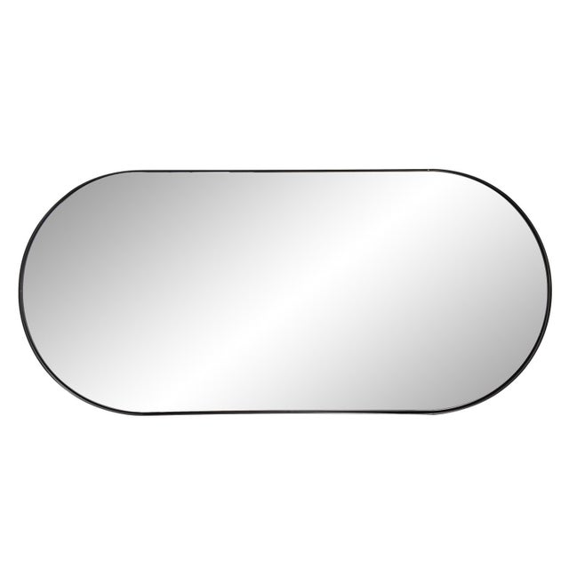 Kenneth Ludwig Chicago Steele Capsule Mirror in Brushed Black For Sale - Image 4 of 10