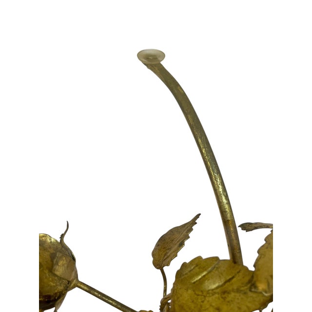 Vintage Italian Hollywood Regency Gold Tole Rose Cocktail Table With Beveled Glass Top For Sale - Image 6 of 16