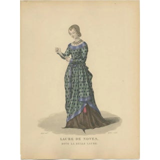 After Louis-Marie Lanté, Portrait of Laure de Noves, Muse of Petrarch, 1900, Engraving For Sale