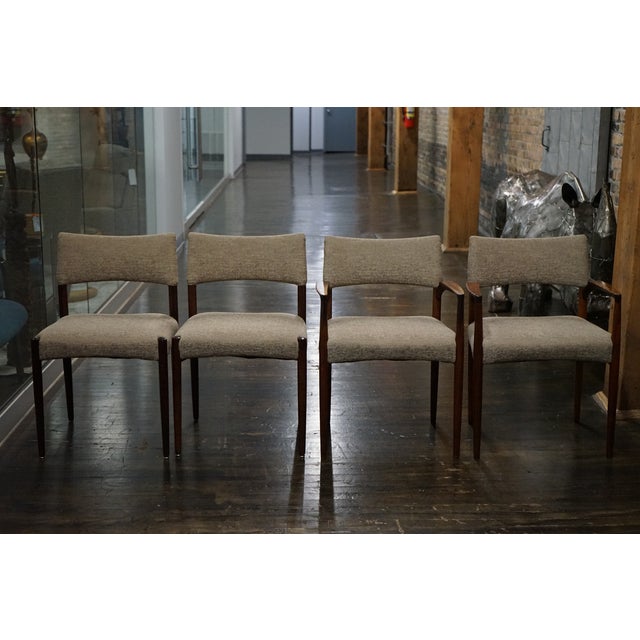 Set of 4 Danish modern rosewood dining chairs attributed to Aksel Bender and made by Willy Beck in Copenhagen. Set...
