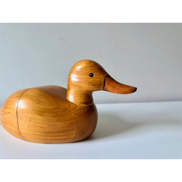 Wood Late 20th Century Hand Carved Wood Duck Bookends For Sale - Image 7 of 10