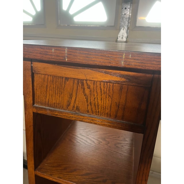 Brown Mission Craftsman Bookshelf “Tree of Life” Design Tower For Sale - Image 8 of 12