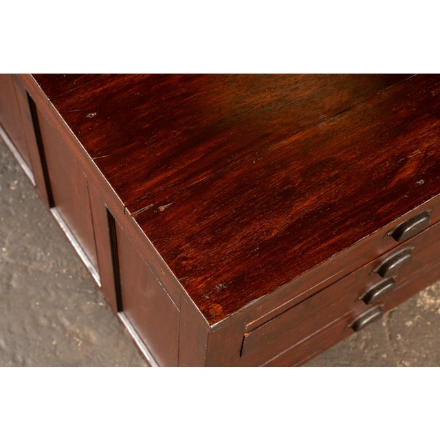 Early 20th Century Massive Antique Flat File in Mahogany Red For Sale - Image 9 of 10