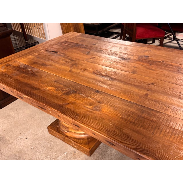 Brown Restoration Hardware Double Pedestal Extension Table For Sale - Image 8 of 12