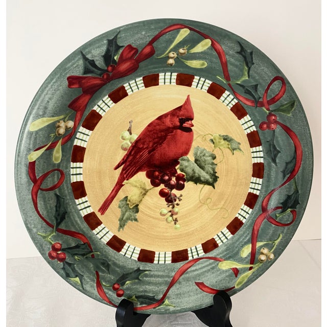 Forest Green 20th Century Lenox Winter Greetings Everyday Cardinal Plate Mint Condition For Sale - Image 8 of 8