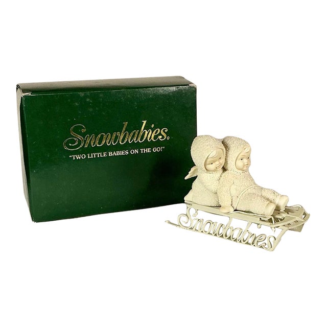 Department 56 Snowbabies "Two Little Babies on the Go!" Figurine 1997-2001 Original Box & Packing For Sale