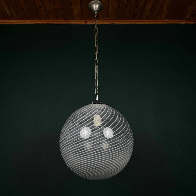 Vintage Swirl Murano Pendant Lamp, Italy, 1970s For Sale - Image 11 of 13
