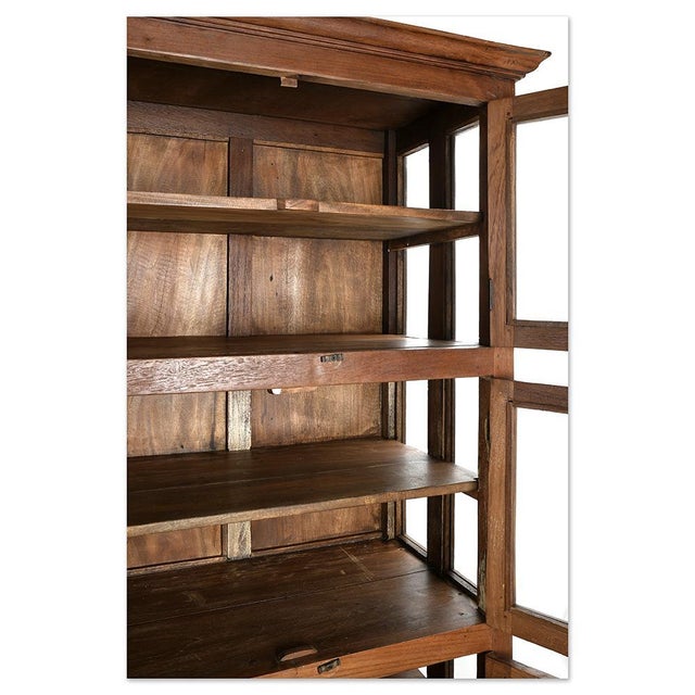 Wood Solid Wood Cabinet with 8 Glazed Compartments For Sale - Image 7 of 9